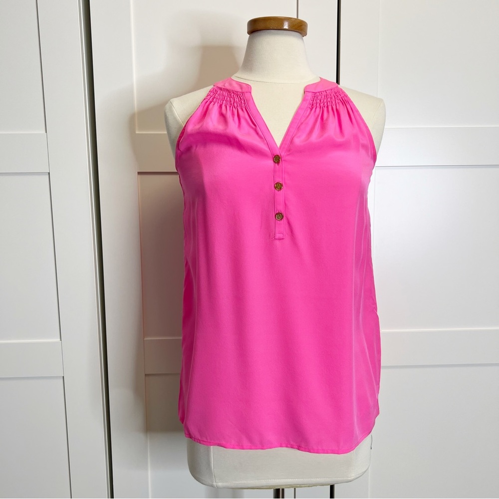 Lilly Pulitzer Bailey Blouse Top Pink S Silk